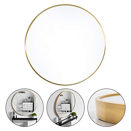 Warmiehomy, Warmiehomy Round Wall Mounted Bathroom Mirror Makeup Dressing Mirror Frame Mirror for Bathroom Living Room Bedroom (Φ60cm, Gold)