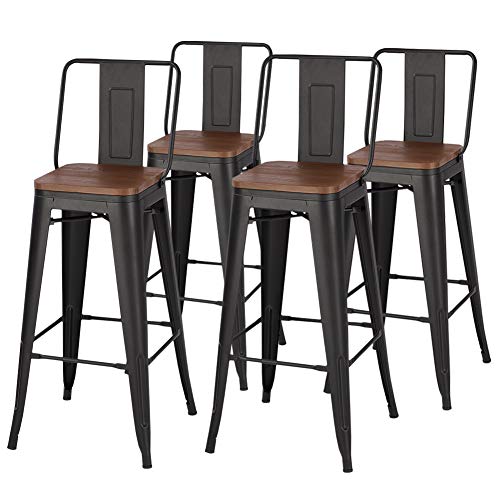 Warmiehomy, Warmiehomy Set of 4 Bar Chairs Breakfast Bar Coffee Counter Metal Stools Space Saving Compact Iron Chair