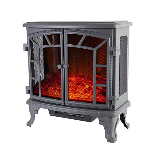 Warmlite, Warmlite Rochester Portable Electric Double Door Fireplace Heater with Realistic LED Flame Effect, Remote Control, Overheat Protection
