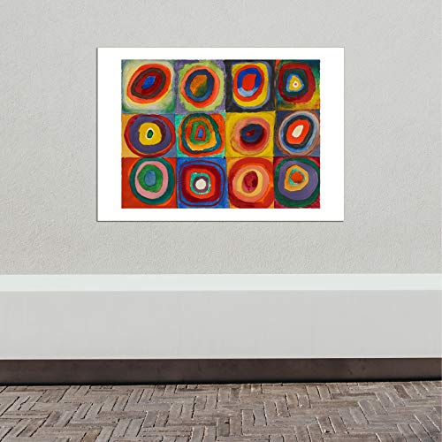 Spiffing Prints, Wassily Kandinsky - Squares with Concentric Circles 1913 - Extra Large - Archival Matte - Framed