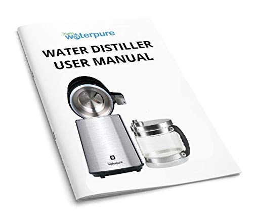 Make Water Pure, Water Distiller [New 2020 Superior Machine] +Glass Jug +Residue Cleaner +3 Years Filters Free!