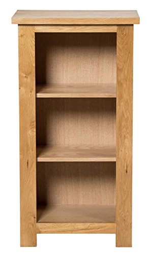 Hallam, Waverly Oak Small Bookcase / CD DVD Storage / Bathroom Storage Display Shelves | 3 Shelf Storage Low Bookshelf | Solid Wooden