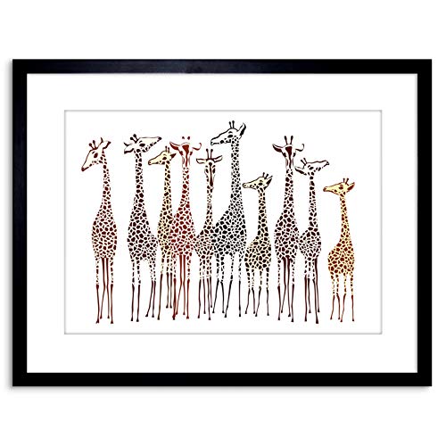 Wee Blue Coo, Wee Blue Coo Dt Group Of Giraffes Photo Framed Wall Art Print