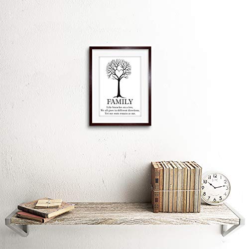 Wee Blue Coo, Wee Blue Coo Family Roots Quote Motivation B&W He Tree Framed Wall Art Print