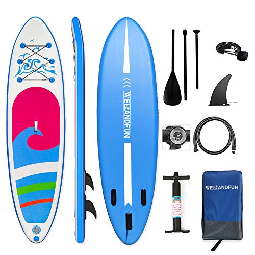 WelandFun, WelandFun Premium Inflatable Stand Up Paddle Board 3M/3.2M Ultra-Light Standing Boat for Youth & Adult with Non-Slip Deck, Adj Surf
