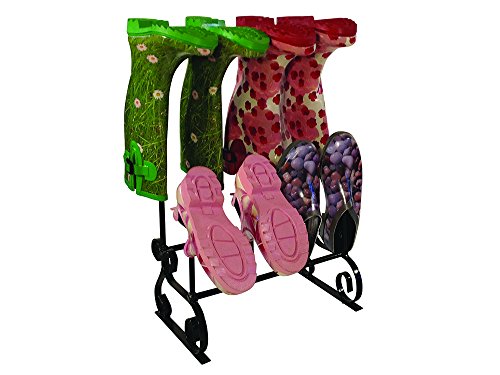 Garden Pride, Wellington Boot Rack / Walking Boot Stand - Black - Metal - Indoor and outdoor - Holds four pairs of Wellies, Walking Boots or Shoes