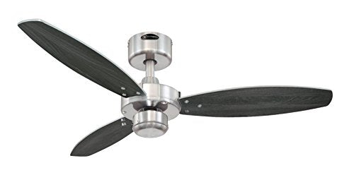 Westinghouse, Westinghouse 72289 Jet I 105 cm Three Indoor Ceiling Fan, Brushed Nickel Finish with Reversible wengue/Silver Blades