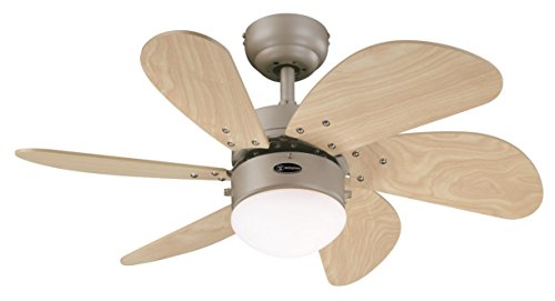 Westinghouse Lighting, Westinghouse Lighting 78158 Turbo Swirl One 76 cm Six Indoor Ceiling Fan, Opal Frosted Glass, wood, Titanium Finish with Light Maple Blades