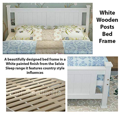 Selsie Sleep, Wexford Panel Detail Country Style Double Bed Solid Wooden Post High End Slatted Base Bed Frame 4ft6 Bedroom Furniture for Adults