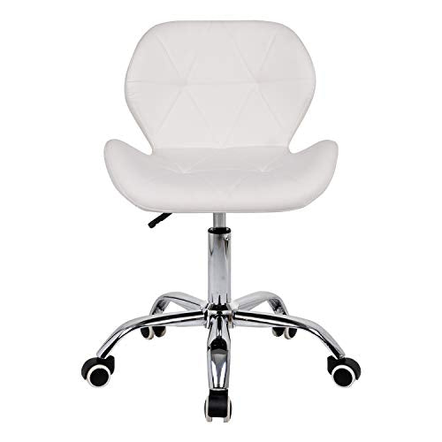 Hadwin, White Desk Chair for Home,Comfy Office Chair Adjustable Height Computer Chair with Chrome Base Padded Swivel Kids Chair