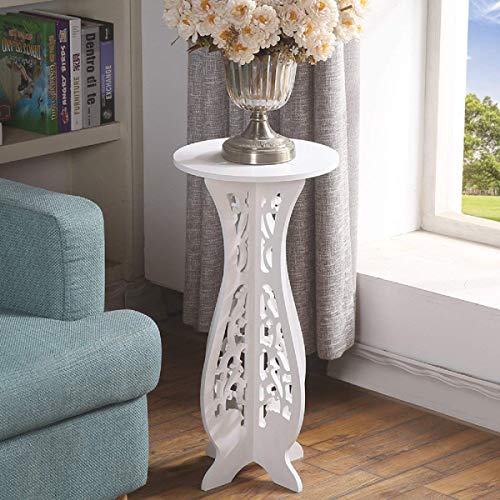 BigTree, White Small Coffee Table Desk Wood Plastic Board Round Small Tea Corner Table Side End Occasional Lampe Plant Table Rack Stand Home Furniture Racks living room-60X40X31cm(Stand for Phone as Gift)