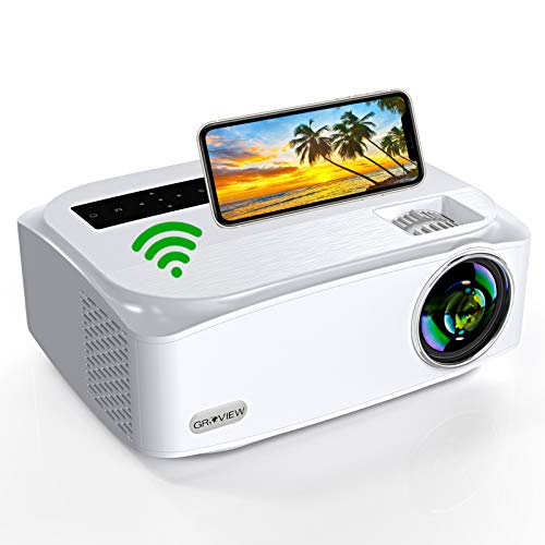 GROVIEW, WiFi Projector, GROVIEW Native 1080P Wireless Projector, Support 4K, Supports 5G WiFi, 8000 Lumen, 300'' Display Screen