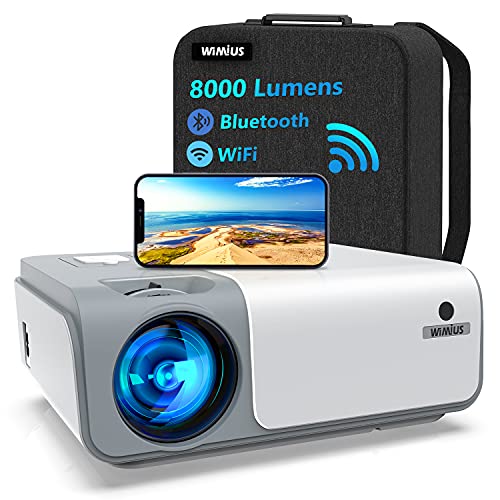 WiMiUS, WiMiUS WiFi Bluetooth Projector, 8000 Lumens Full HD Native 1920×1080P Projector, 4D Keystone Support 4K & Digital Zoom