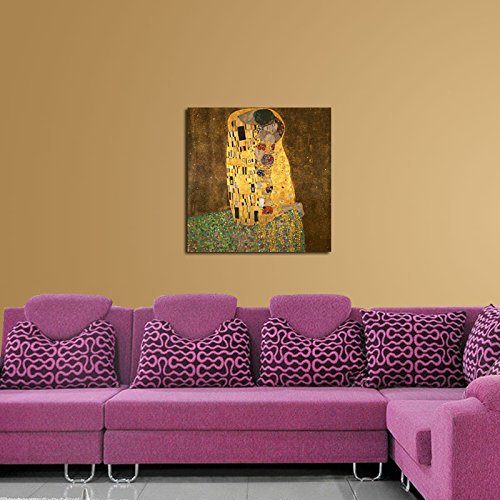 Wieco Art, Wieco Art - The Kiss by Gustav Klimt Famous Oil Paintings Reproductions Gallery Wrapped Modern Giclee Canvas Prints Artwork Pictures on Canvas Wall Art for Living Room Bedroom Home Decorations