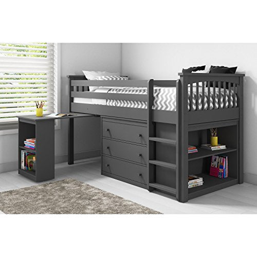 Windermere, Windermere Midsleeper in Dark Grey with Pull Out Desk