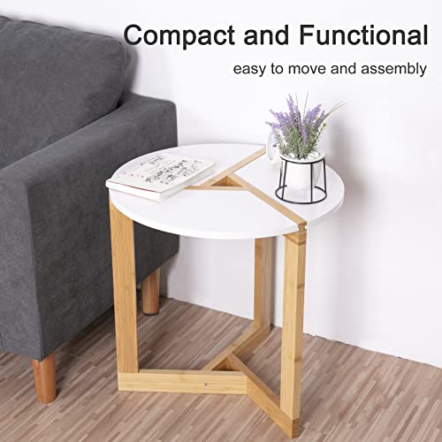 Wisfor, Wisfor 50 * 51CM Modern Round Side Tea Coffee Table Small White End Tables Living Room Bed Room Bar Hotel Bamboo Leg