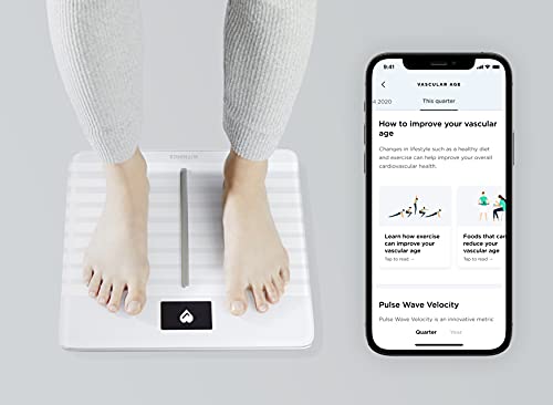 Withings, Withings Body Cardio – Premium Wi-Fi Body Composition Smart Scale, Tracks Heart Health, Vascular Age, BMI, Fat, Muscle and Bone Mass