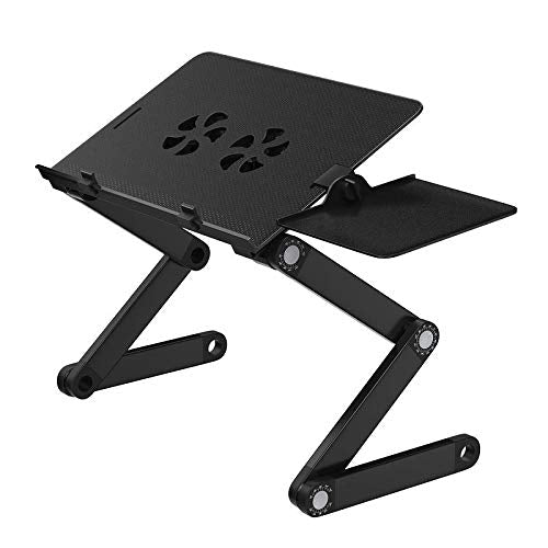 WonderWorker, WonderWorker Einstein Laptop Bed Table, Laptop Stand in Bed, Ergonomic Adjustable Laptop Table Desk with 2 USB Cooling Fans and Mouse Tray