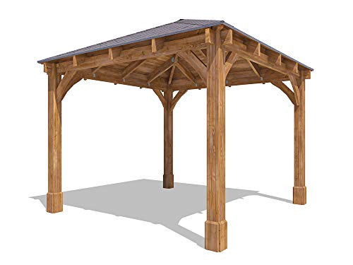 Dunster House, Wooden Heavy Duty Gazebo Pressure Treated Hot Tub Shelter With Roof Shingles Included And 10 Year Rot Guarantee Atlas™ W3.2m x D3.2m