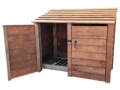Arbor Garden Solutions, Wooden Log Store With Door 4Ft, Brown (1.49 cubic meters capacity) (W-146cm, H-126cm, D-81cm)