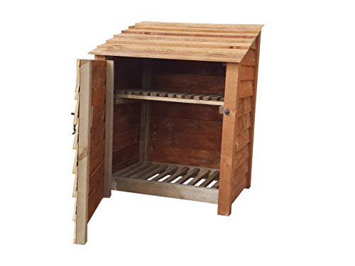 Arbor Garden Solutions, Wooden Log Store With Door and Kindling Shelf 4Ft, Brown (1 cubic meter capacity) (W-99cm, H-126cm, D-81cm)