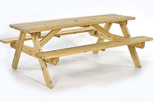 Leisurebench Ltd, Wooden Marta 8 Seater Picnic Table - Wood Picnic Bench for Gardens Parks Schools and Pubs 1.8 Meter Length