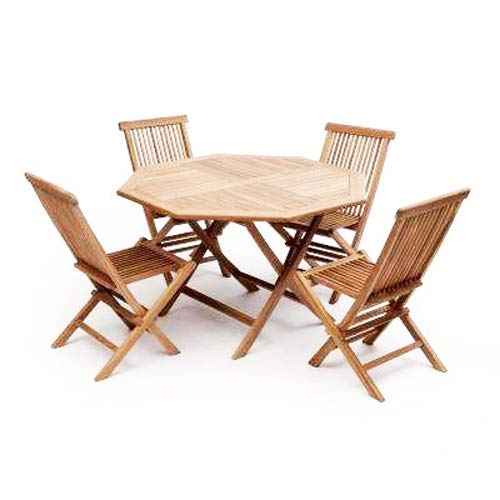 BE Furniture, Wooden Teak Garden Furniture Set, 4 x Folding Chairs