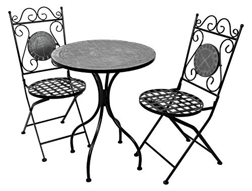 Woodside, Woodside Mosaic Garden Table And Folding Chair Set Outdoor Dining Furniture