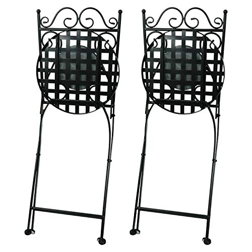 Woodside, Woodside Set Of Two Decorative Mosaic Folding Garden Chairs Outdoor Furniture