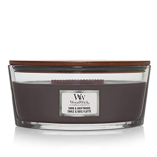 Woodwick, Woodwick Ellipse Scented Candle with Crackling Wick | Sand & Driftwood | Up to 50 Hours Burn Time