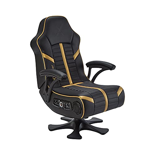 X-Rocker, X Rocker Olympus 4.1 Gaming Chair, Wireless and Bluetooth Speakers for Video Games, Faux Leather - Black/Gold