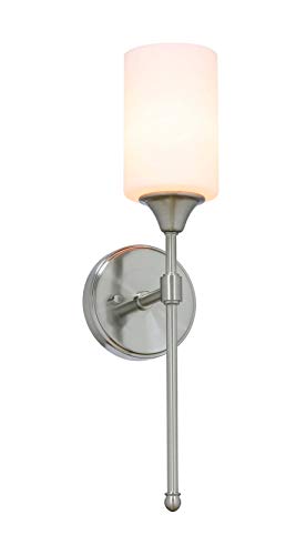 XiNBEi, XiNBEi Lighting Wall Light, Sconce Vanity Light with Glass, 1 Light Bath Wall Lamp Brushed Nickel Finish for Bathroom & Bedroom XB-W216-BN