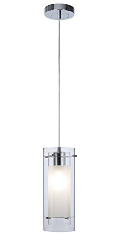 XiNBEi, XiNBEi Pendant Light Modern 1 Light Loft Hanging Ceiling Light with Cylinder Glass in Chrome Mini Pendant Light XB-P159-CH