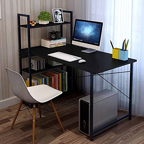 Xpork, Xpork Computer Desk Small Office Corner Desk with Storage Shelves Wooden Laptop Table with Steel Frame for Home Workstation