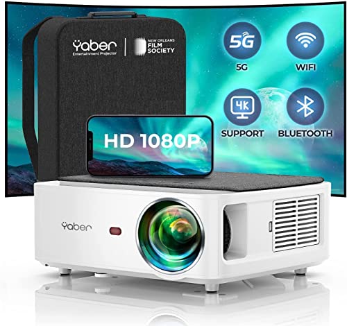 YABER, YABER WiFi Bluetooth Projector, 8000 Lumen Projector 1080P HD Portable[Projector Bag Include]With 4-Point Keystone, Digital Zoom