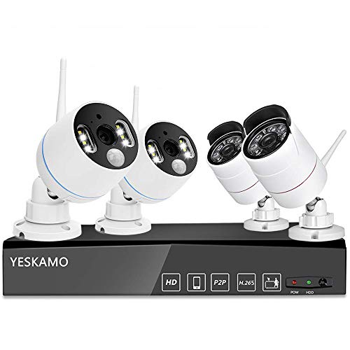 YESKAMO, YESKAMO Wireless CCTV Camera System [Floodlight & Audio] 1080P 8CH NVR Recorder, 2 Floodlight Camera & 2 Wifi CCTV Camera
