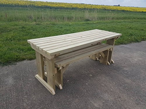 Arbor Garden Solutions, YEWS Compact Garden Picnic Table and Benches Set - Space Saving Furniture for Small Spaces - Handmade Furniture in The UK