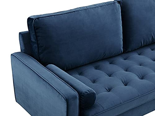 YIE, YIE 3 Seater Velvet Sofa Luxury Fabric Couch Settee Suite Luxury Upholstered Seat (Color : Blue)