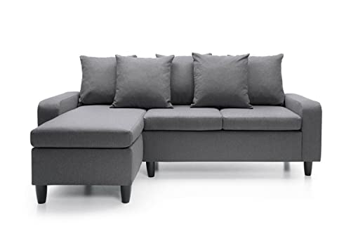 YIE, YIE Corner Sofa Left & Right, Dark Grey, Light Grey or Chocolate Brown (Color : Dark Grey Left)