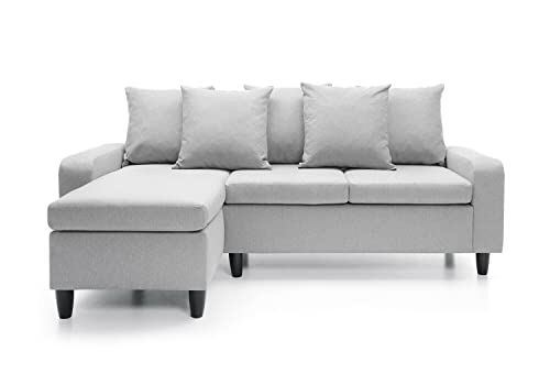 YIE, YIE Corner Sofa Left & Right, Dark Grey, Light Grey or Chocolate Brown (Color : Light Grey Left)