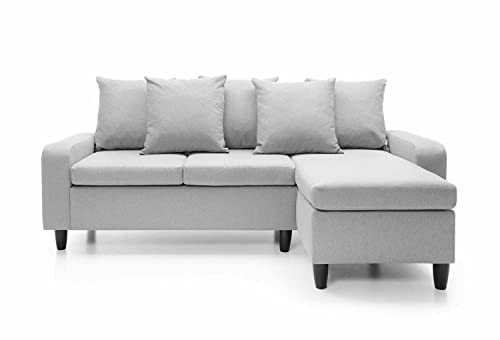 YIE, YIE Corner Sofa Left & Right, Dark Grey, Light Grey or Chocolate Brown (Color : Light Grey Right)
