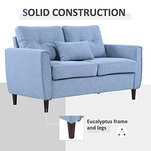 YIE, YIE Traditional Double Sofa with Spring Padded Cushion and Armrest for Home Office (Color : Light blue)