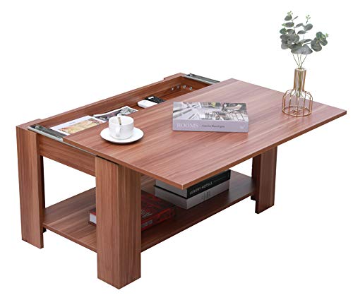 Yaermei, Yaermei Livingroom Coffee Tea Table with Sliding Top & Large Hidden Storage Space Office Furniture (Walnut)
