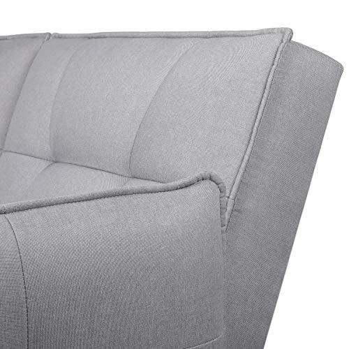 Yaheetech, Yaheetech 198CM Modern Fabric 3 Seat Sofa Bed Couch Settee with Arms and 2 Soft Cushions Grey