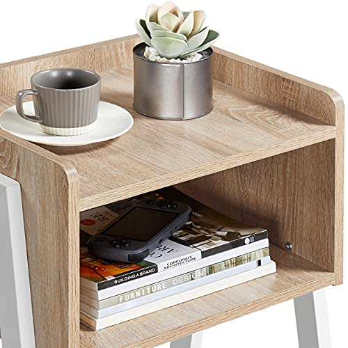 Yaheetech, Yaheetech 2PCS Stackable Bedside Table, Nightstand Storage Table, Sofa Side End Table with Metal Legs, Wood Look Accent Furniture, for Living