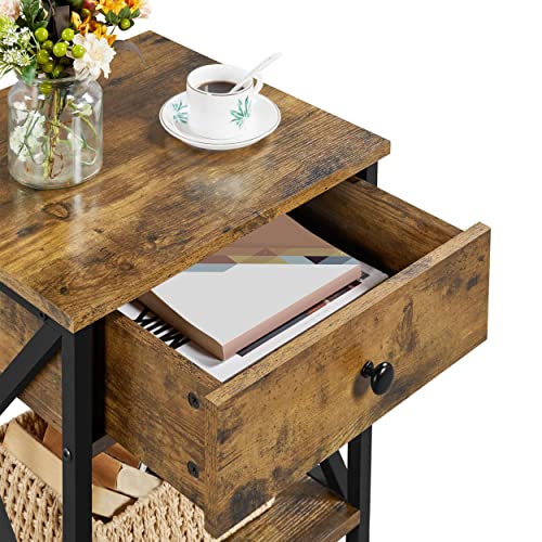 Yaheetech, Yaheetech 2pcs Bedside Table End Table Industrial Vintage 2-Layer Side Table Nightstand Industrial Vintage Side Table Mental Frame Bedside