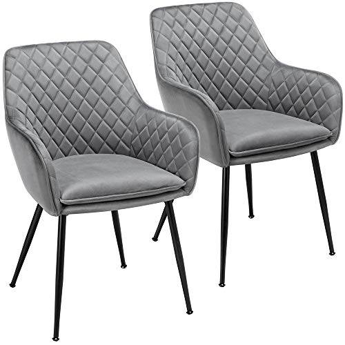 Yaheetech, Yaheetech 2pcs Fabric Dining Chairs Velvet Armchair Stylish Tub Chairs with Metal Legs Upholstered Seat for Living Room/Kitchen/Counter