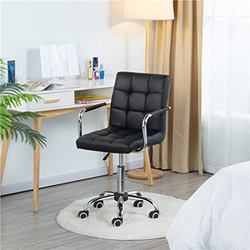 Yaheetech, Yaheetech 2pcs Faux Leather Office Chair Swivel Computer Desk Chair Adjustable - Home Office Study Room Furniture Black