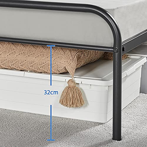 Yaheetech, Yaheetech 3ft Black Metal-Framed Bed Platform Mattress Foundation with High Headboard Bedroom Furniture Ideal For Teenagers Adults