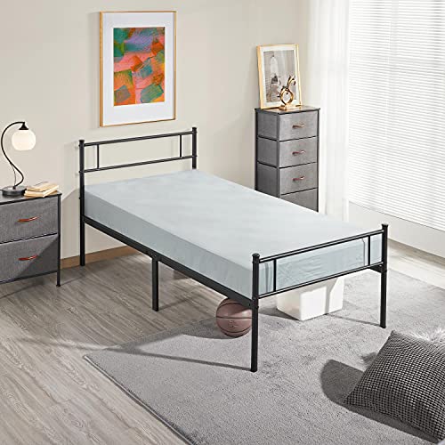 Yaheetech, Yaheetech 3ft Single Metal Bed Frame with Headboard and Footboard, Solid Slatted Base Black, for Teenagers Adults